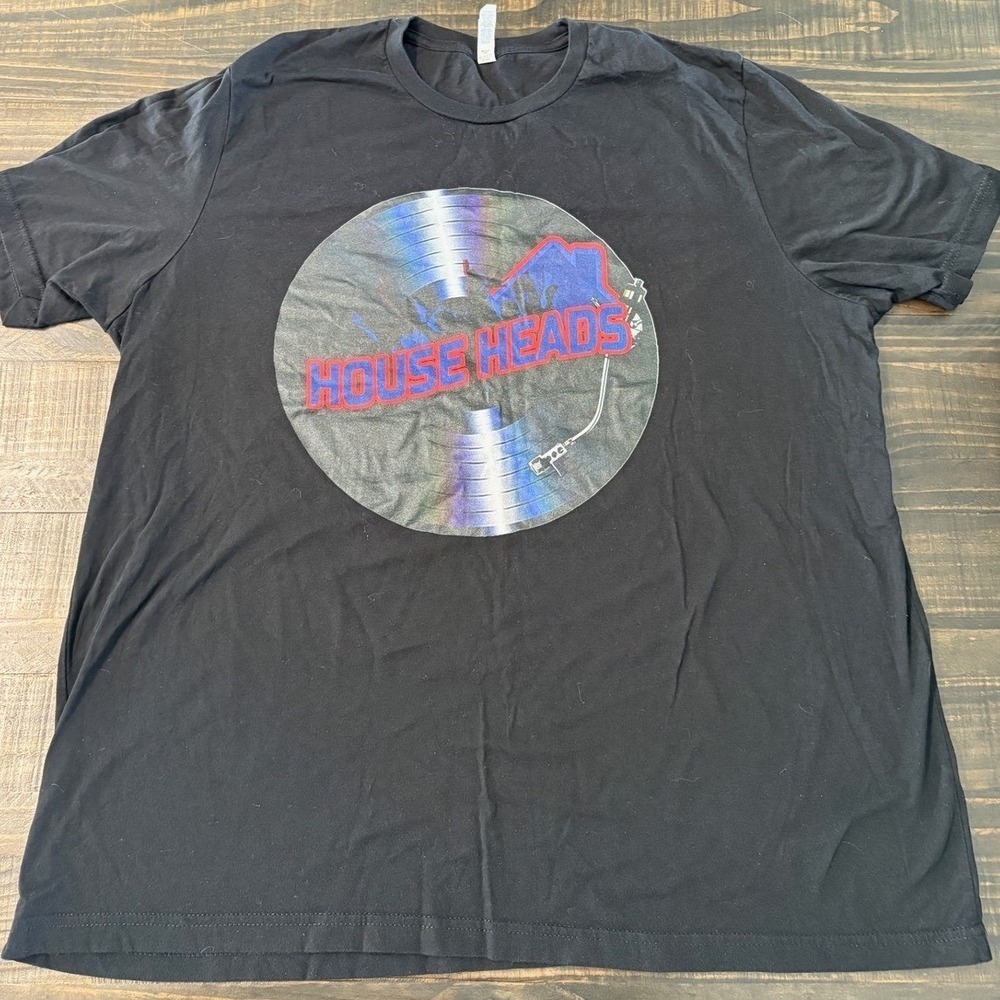 Bella Canvas House Heads DJ Vinyl Record Graphic T-Shirt Mens 3XL Black Cotton